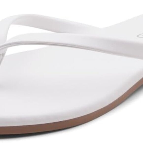 Women's Memory Foam Flip Flops Vegan Leather Summer Slides Beach Casual - Picture 2 of 8